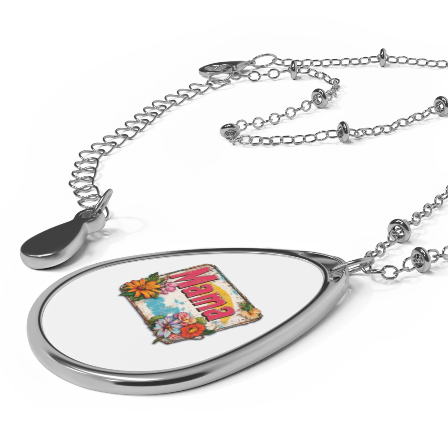 Retro Mama T-Shirt – 70's Style Mother's Day Gift Oval Necklace For Men and Women