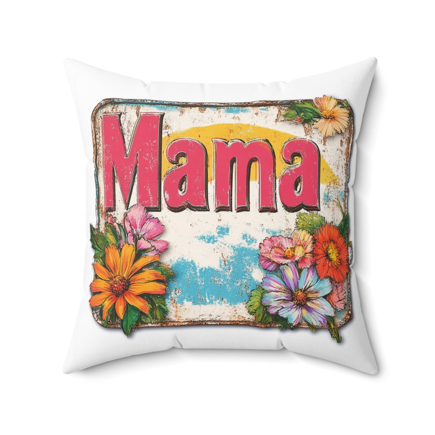 Retro Mama T-Shirt – 70's Style Mother's Day Gift Square Pillow For Men and Women
