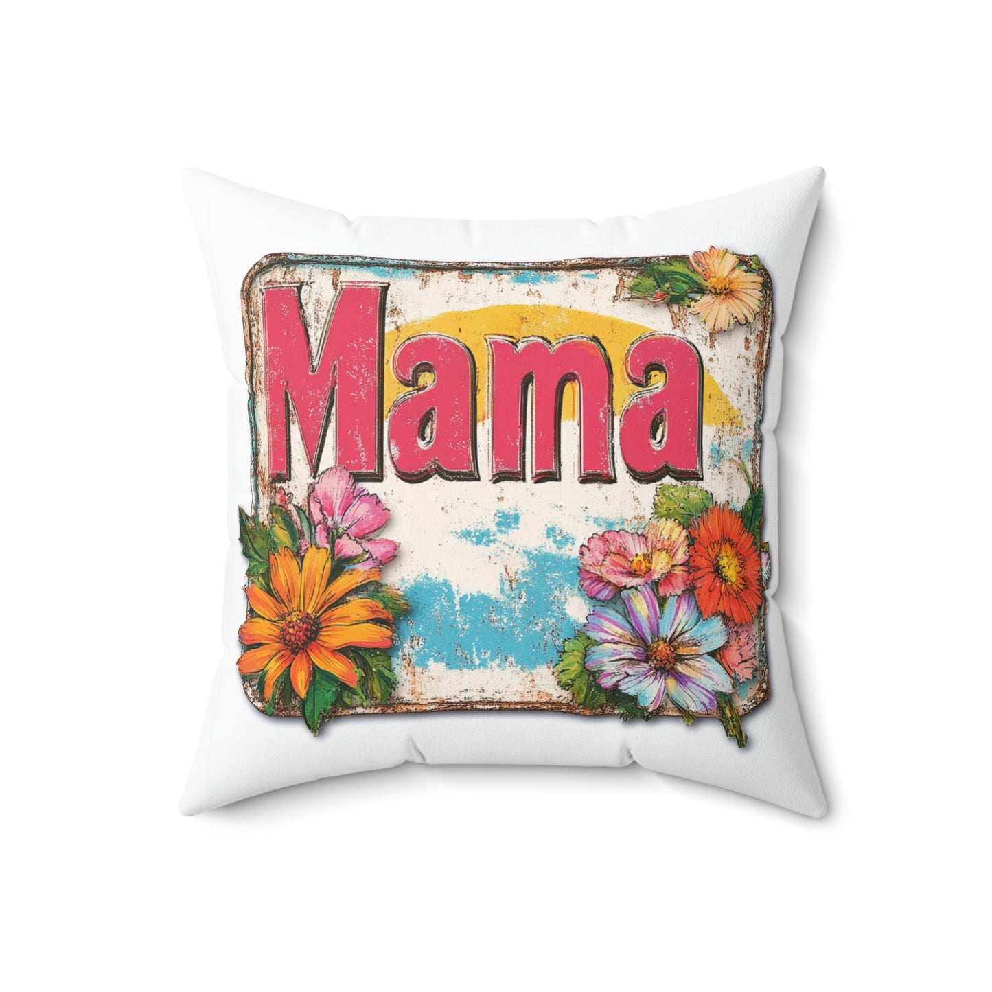 Retro Mama T-Shirt – 70's Style Mother's Day Gift Square Pillow For Men and Women