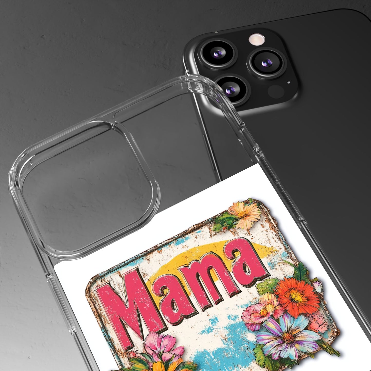 Retro Mama T-Shirt – 70's Style Mother's Day Gift Clear Phone Case For Men and Women