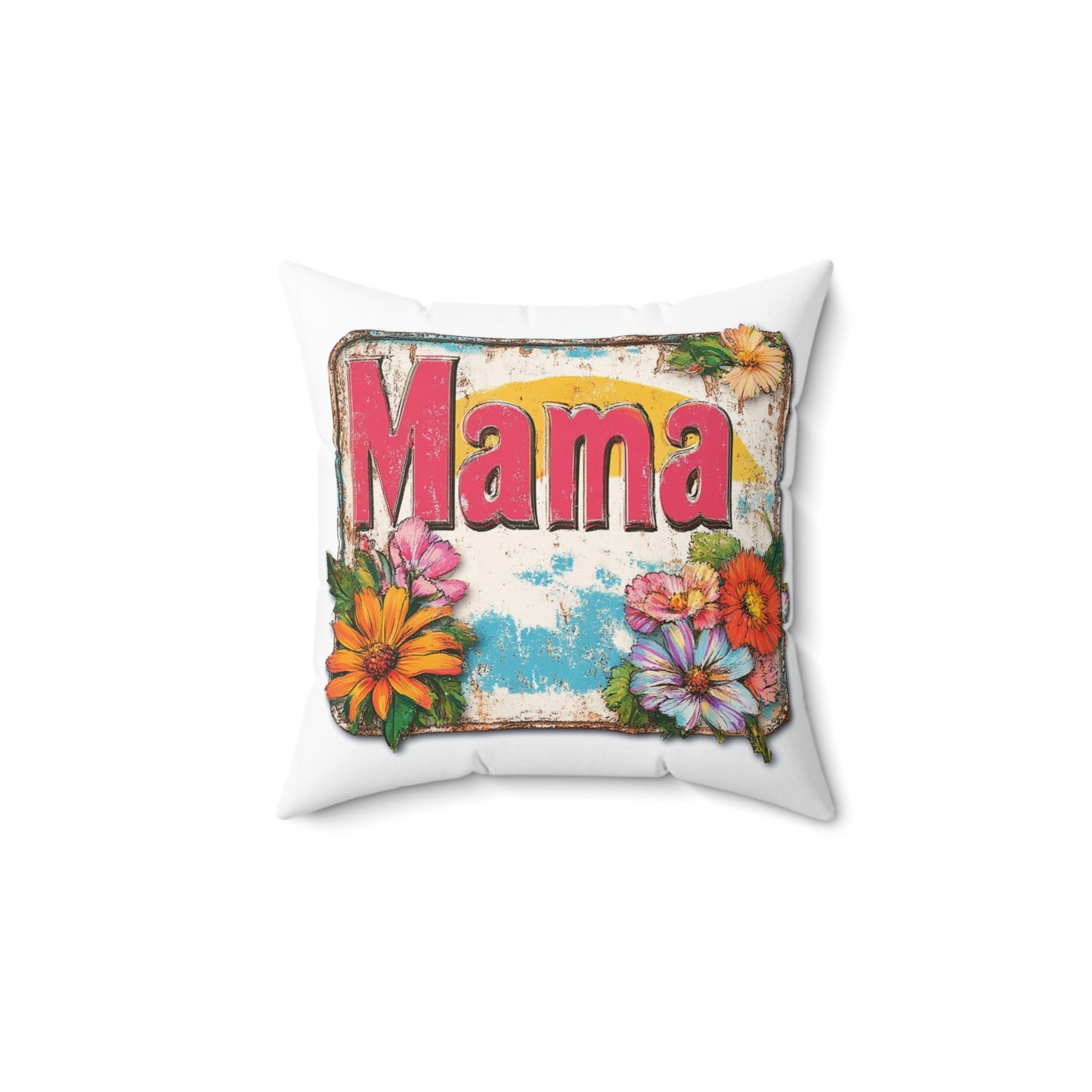 Retro Mama T-Shirt – 70's Style Mother's Day Gift Square Pillow For Men and Women