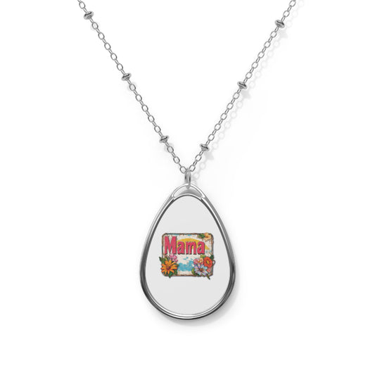 Retro Mama T-Shirt – 70's Style Mother's Day Gift Oval Necklace For Men and Women